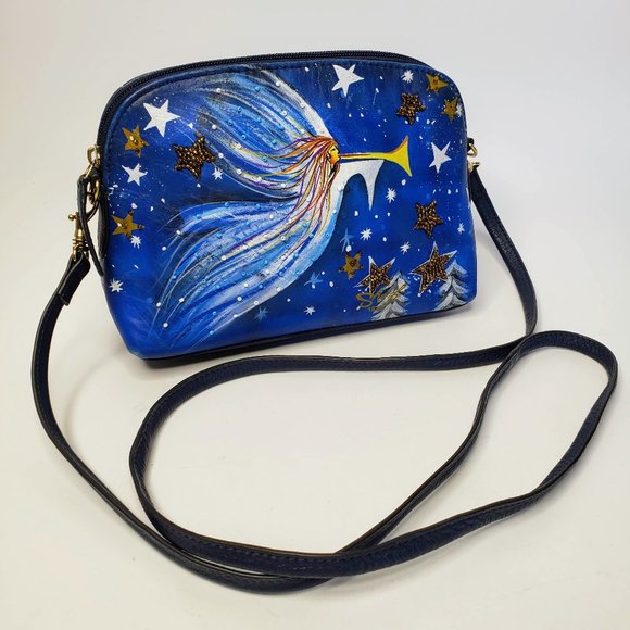 Sharif Leather Hand Painted Angel crossbody Bag
